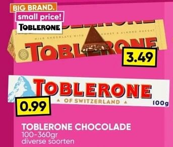 Promoties Toblerone chocolade - Toblerone - Geldig van 17/06/2024 tot 23/06/2024 bij Big Bazar