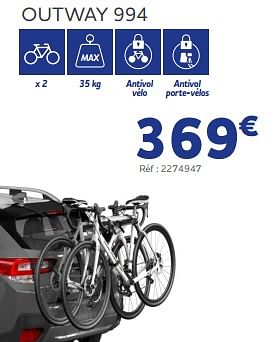 Promotions Porte-vélos de coffre outway 994 - Thule - Valide de 05/06/2024 à 20/08/2024 chez Auto 5