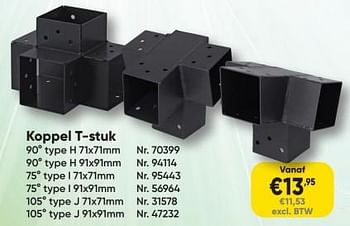 Promoties Koppel t-stuk 90° type h - Huismerk - Toolstation - Geldig van 01/03/2024 tot 06/09/2024 bij Toolstation