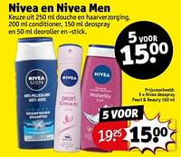 Promoties Nivea deospray pearl + beauty - Nivea - Geldig van 18/06/2024 tot 23/06/2024 bij Kruidvat