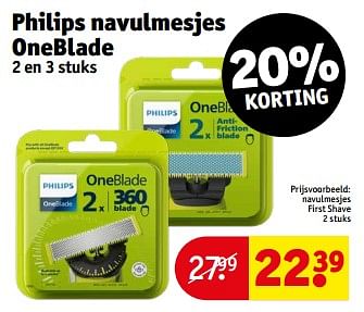Promoties Philips navulmesjes oneblade first shave - Philips - Geldig van 18/06/2024 tot 23/06/2024 bij Kruidvat
