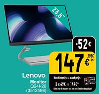 Promoties Lenovo monitor q24i-20 - Lenovo - Geldig van 18/06/2024 tot 01/07/2024 bij Cora