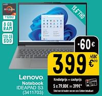 Promoties Lenovo notebook ideapad s3 - Lenovo - Geldig van 18/06/2024 tot 01/07/2024 bij Cora