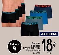 Promoties Set van 4 boxers my petit prix - Athena - Geldig van 18/06/2024 tot 01/07/2024 bij Cora