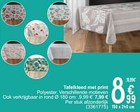 Promoties Tafelkleed met print - Huismerk - Cora - Geldig van 18/06/2024 tot 01/07/2024 bij Cora