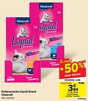 Promoties Liquid snack met kip + taurine - Vitakraft - Geldig van 19/06/2024 tot 01/07/2024 bij Carrefour