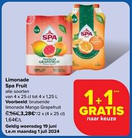 Promoties Bruisende limonade mango grapefruit - Spa - Geldig van 19/06/2024 tot 01/07/2024 bij Carrefour