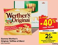 Promoties Klassieke roomsnoepjes werther’s original - Werther's Original - Geldig van 19/06/2024 tot 01/07/2024 bij Carrefour