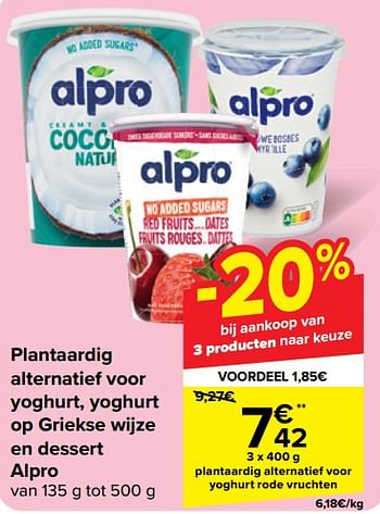 Promoties Plantaardig alternatief voor yoghurt rode vruchten - Alpro - Geldig van 19/06/2024 tot 01/07/2024 bij Carrefour