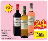 Promoties Frankrijk bordeaux château le grand verdus rood, wit of rosé - Rode wijnen - Geldig van 19/06/2024 tot 01/07/2024 bij Carrefour