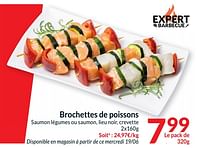 Promotions Brochettes de poissons saumon légumes ou saumon, lieu noir, crevette - Produit maison - Intermarche - Valide de 18/06/2024 à 23/06/2024 chez Intermarche
