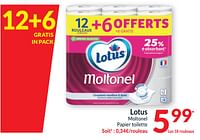 Promotions Lotus moltonel papier toilette - Lotus Nalys - Valide de 18/06/2024 à 23/06/2024 chez Intermarche