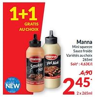 Promotions Manna mini squeeze sauce froide - Manna - Valide de 18/06/2024 à 23/06/2024 chez Intermarche