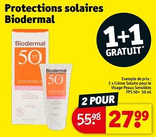 Promotions Crème solaire pour le visage peaux sensibles fps 50+ - Biodermal - Valide de 18/06/2024 à 23/06/2024 chez Kruidvat