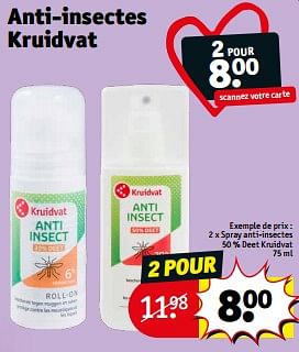 Promotions Spray anti-insectes 50 % deet kruidvat - Produit maison - Kruidvat - Valide de 18/06/2024 à 23/06/2024 chez Kruidvat