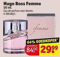 Promoties Hugo boss femme edp - Hugo Boss - Geldig van 18/06/2024 tot 23/06/2024 bij Kruidvat
