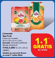 Promotions Limonade pétillante mango grapefruit - Spa - Valide de 19/06/2024 à 01/07/2024 chez Carrefour