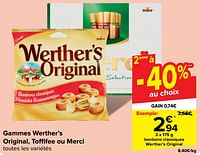 Promotions Bonbons classiques werther’s original - Werther's Original - Valide de 19/06/2024 à 01/07/2024 chez Carrefour