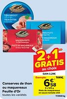 Promotions Filets de maquereaux en sauce tomate chili - Feuille d'or - Valide de 19/06/2024 à 01/07/2024 chez Carrefour