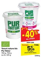 Promotions Yaourt étuvé nature - Pur Natur - Valide de 19/06/2024 à 01/07/2024 chez Carrefour