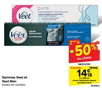 Promotions Crème dépilatoire peaux sensibles veet - Veet - Valide de 19/06/2024 à 01/07/2024 chez Carrefour