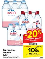 Promotions Eau minérale naturelle - Evian - Valide de 19/06/2024 à 01/07/2024 chez Carrefour