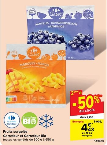 Promotions Fruits surgelés carrefour et carrefour bio - Produit maison - Carrefour  - Valide de 19/06/2024 à 01/07/2024 chez Carrefour