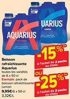Promotions Pack de boisson rafraîchissante lemon - Aquarius - Valide de 19/06/2024 à 01/07/2024 chez Carrefour