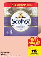 Promotions Rouleaux papier-toilette coussiné - Scottex - Valide de 19/06/2024 à 01/07/2024 chez Carrefour