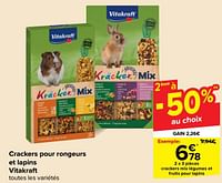 Promotions Crackers mix légumes et fruits pour lapins - Vitakraft - Valide de 19/06/2024 à 01/07/2024 chez Carrefour