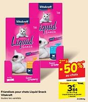 Promotions Liquid snack au poulet + taurine - Vitakraft - Valide de 19/06/2024 à 01/07/2024 chez Carrefour