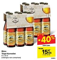 Promotions Bière tripel karmeliet - TRipel Karmeliet - Valide de 19/06/2024 à 25/06/2024 chez Carrefour