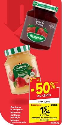 Promotions Compote de pommes avec morceaux - Materne - Valide de 19/06/2024 à 25/06/2024 chez Carrefour