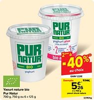 Promotions Yaourt étuvé nature - Pur Natur - Valide de 19/06/2024 à 25/06/2024 chez Carrefour