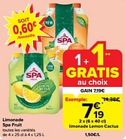 Promotions Limonade lemon cactus - Spa - Valide de 19/06/2024 à 25/06/2024 chez Carrefour
