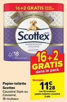 Promotions Papier-toilette coussiné - Scottex - Valide de 19/06/2024 à 25/06/2024 chez Carrefour