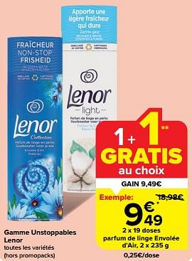 Promotions Parfum de linge envolée d’air - Lenor - Valide de 19/06/2024 à 25/06/2024 chez Carrefour
