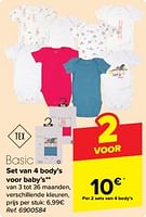 Promoties Set van 4 body’s voor baby’s - Tex - Geldig van 19/06/2024 tot 01/07/2024 bij Carrefour