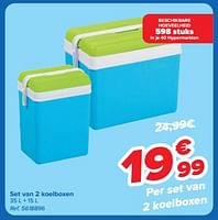Promoties Set van 2 koelboxen - Huismerk - Carrefour  - Geldig van 19/06/2024 tot 01/07/2024 bij Carrefour