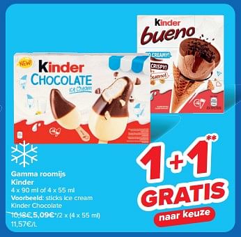 Promoties Ticks ice cream kinder chocolate - Kinder - Geldig van 19/06/2024 tot 01/07/2024 bij Carrefour