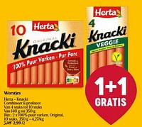 Promoties Worstjes 100% puur varken, original - Herta - Geldig van 20/06/2024 tot 26/06/2024 bij Delhaize