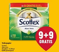 Promoties Toiletpapier scottex aloe vera - Scottex - Geldig van 20/06/2024 tot 26/06/2024 bij Delhaize