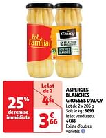 Promoties Asperges blanches grosses d`aucy - D'Aucy - Geldig van 18/06/2024 tot 23/06/2024 bij Auchan