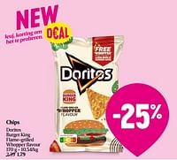 Promoties Chips doritos burger king flame-grilled whopper flavour - Doritos - Geldig van 20/06/2024 tot 26/06/2024 bij Delhaize