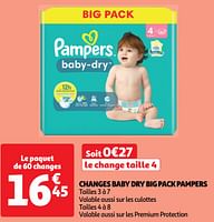 Promoties Changes baby dry big pack pampers - Pampers - Geldig van 18/06/2024 tot 23/06/2024 bij Auchan
