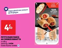 Promoties Petits pains farcis au chorizo bokatta - Huismerk - Auchan - Geldig van 18/06/2024 tot 23/06/2024 bij Auchan