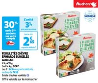 Promoties Feuilletés chèvre épinards surgelés auchan - Huismerk - Auchan - Geldig van 18/06/2024 tot 23/06/2024 bij Auchan
