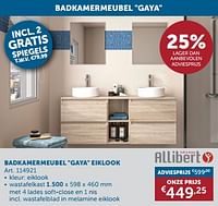Promoties Badkamermeubel gaya eiklook - Allibert - Geldig van 18/06/2024 tot 15/07/2024 bij Zelfbouwmarkt