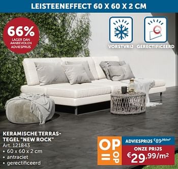 Promoties Keramische terrastegel new rock - Huismerk - Zelfbouwmarkt - Geldig van 18/06/2024 tot 15/07/2024 bij Zelfbouwmarkt