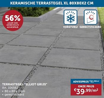Promoties Terrastegel elliot grijs - Huismerk - Zelfbouwmarkt - Geldig van 18/06/2024 tot 15/07/2024 bij Zelfbouwmarkt